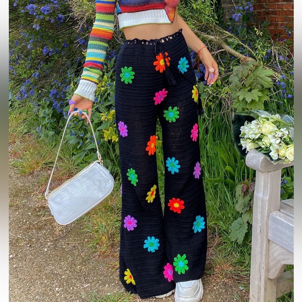 Shop Fluffy Flower Crochet Bell Bottoms